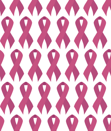 Seamless pattern with pink ribbons on the fight against breast cancerのイラスト素材