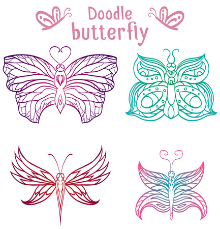 Set of hand-drawn doodle butterfly for your creativityのイラスト素材
