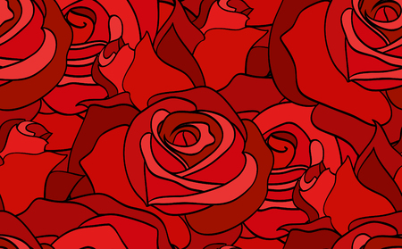 Seamless pattern with doodle red roses for your creativityのイラスト素材