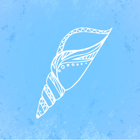 Doodle illustration of seashell with grunge scuffed and place for text for your creativity. Boho patternのイラスト素材
