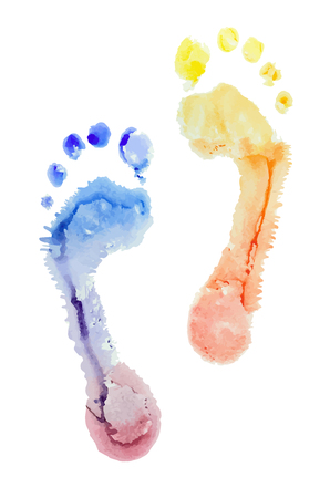 Colorful watercolor Footprints for your creativityのイラスト素材