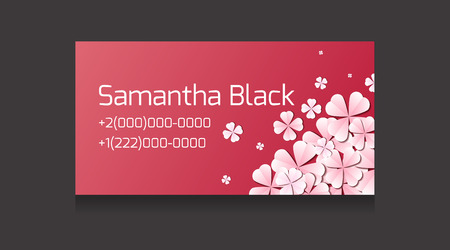 Gentle vector business card templates with paper flowers and place for text for your designのイラスト素材