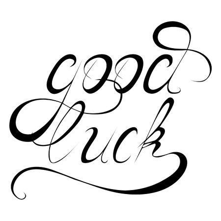 Wishing "Good Luck" written hand-drawn calligraphy. Vector design element for your creativityのイラスト素材
