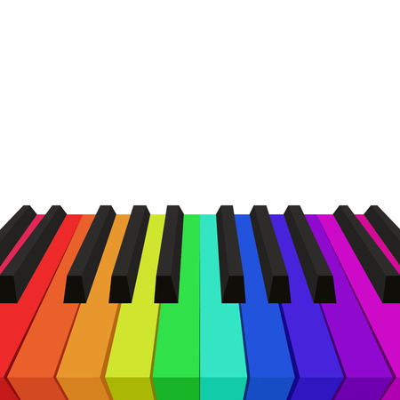 Illustration of rainbow colored piano keys. element for your designのイラスト素材