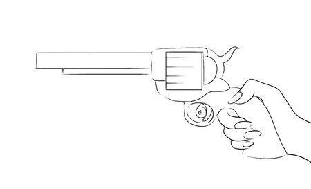 Illustration with contour of a female hand with a gun to your creativityのイラスト素材
