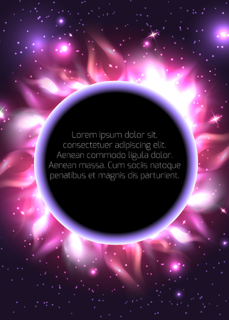 Postcard with a planet in space with stars and place for text. Cover, card for your designのイラスト素材