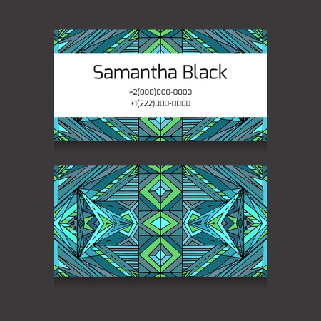 Template two-sided business card with ethno pattern for your designのイラスト素材
