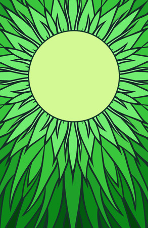 Template cover with doodle grass and a round frame for text. template for cards, greeting cards, posters, and your designのイラスト素材