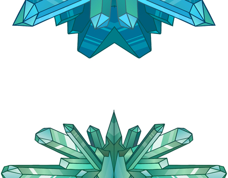 Design elements of cartoon crystals and minerals. elements for design of games, menu cards and your designのイラスト素材