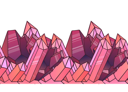 Seamless border with cartoon pink crystals. element for design , websites, postcards, and your designのイラスト素材