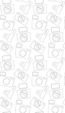 Seamless pattern with the contours of the camera. Vector background for your designのイラスト素材