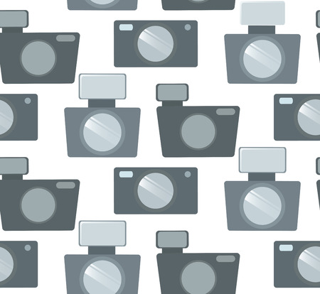 Seamless pattern with flat cameras in row. Vector background for your creativityのイラスト素材