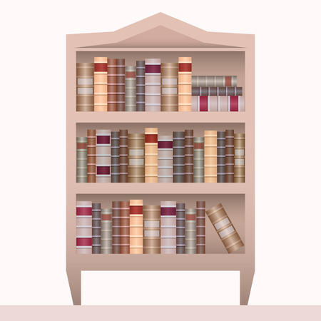 Vector illustration of realistic bookshelf with books. Vector element for your creativityのイラスト素材