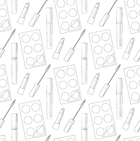 Seamless texture with contours of cosmetics. background for your creativityのイラスト素材