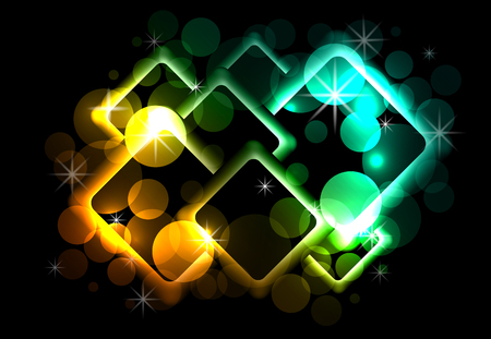 Abstract background with circles, sparks, rhombus on  dark background.のイラスト素材