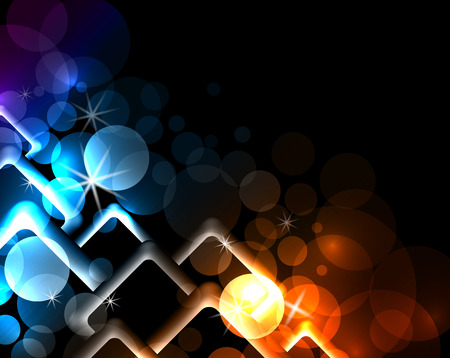 Abstract background with circles, sparks, rhombus on a dark background. Template for presentations and your designのイラスト素材