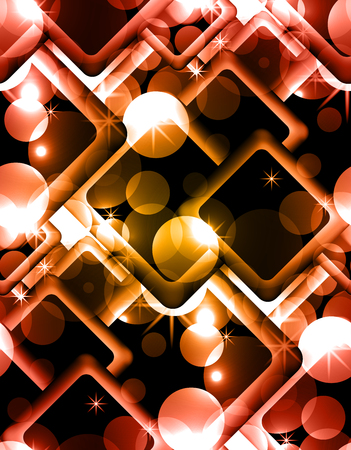 Seamless abstract texture  with circles, sparks, rhombus on a dark background.のイラスト素材