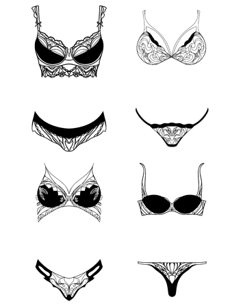 Set with lace womens underwear. Vector element for your creativityのイラスト素材
