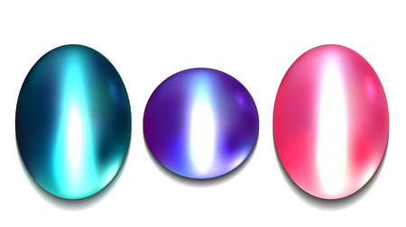 Set of realistic multicolored gems chrysoberyl. Vector element for your creativityのイラスト素材