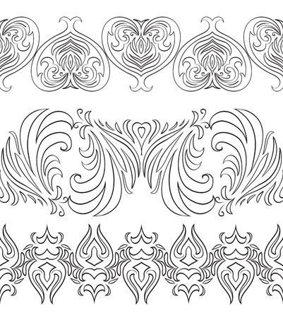 Seamless black and white vintage border. Vector pattern for frames, Invitations and your designのイラスト素材