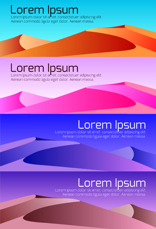 Set of desert landscape banners. Day and night. Vector background for your designのイラスト素材