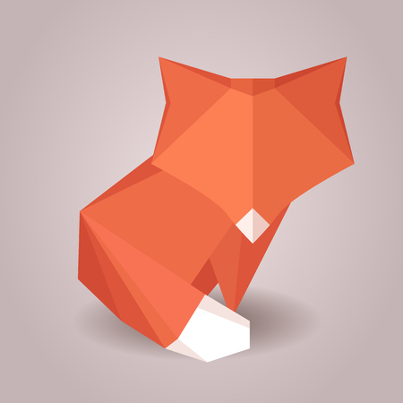 Illustration of a paper origami fox. Paper Zoo. Vector element for your designのイラスト素材