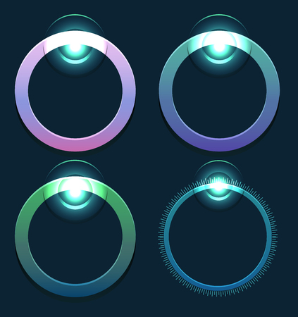 Set of glowing round sliders. Vector element for web sites, banners and your designのイラスト素材