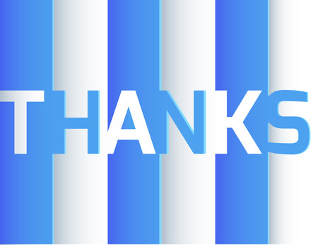 Thank you origami paper layer art. Blue and white color. Vector element for your designのイラスト素材