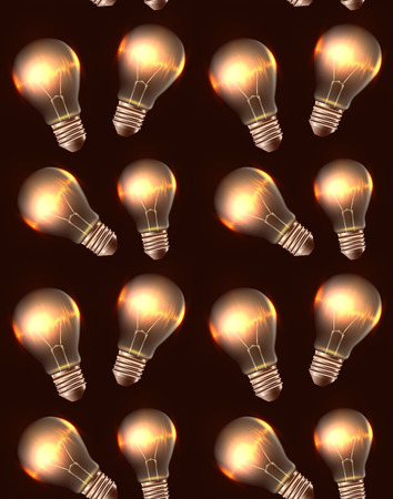 Seamless texture with realistic light bulbs and light. Vector pattern for your creativityのイラスト素材