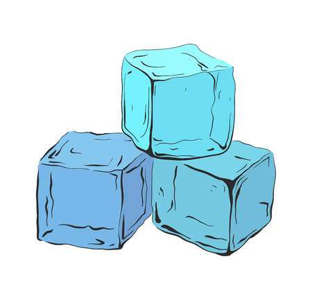 Hand drawn blue ice cubes. Vector illustration for your creativity.のイラスト素材