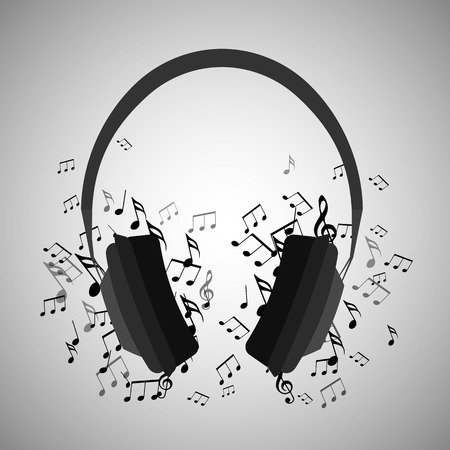Illustration of headphones with musical notes. Music. Vector element for your creativity.のイラスト素材