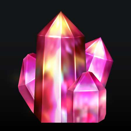 Realistic image of a gemstone is amethyst. The object is separate from the background. Vector element for your creativityのイラスト素材