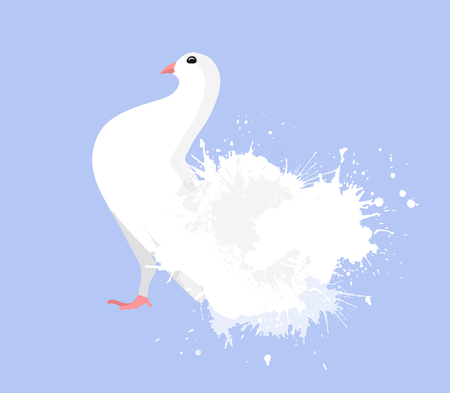 Illustration of white bird  with watercolor splashes.のイラスト素材