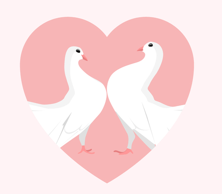Illustration of white doves in the heart. Lovers. Valentine Day. Vector element for postcards and your creativityのイラスト素材