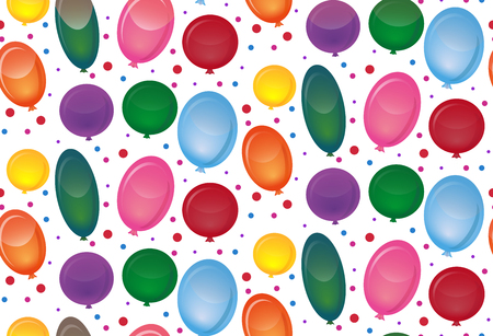 Seamless texture with festive balloons on a white background. Vector pattern for wrapping paper, fabrics and your designのイラスト素材