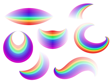 Set of different forms of the rainbow. Vector elements for banner, card and for your design.のイラスト素材