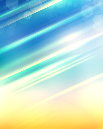 Beach blur background with rays of sun and bokeh. Vector summer background for your creativityのイラスト素材