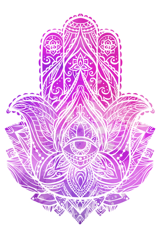 Hamsa with boho patternのイラスト素材