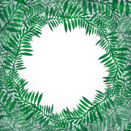 Postcard from green branches. Frame of fern for invitations, greeting cards, banners and your designのイラスト素材
