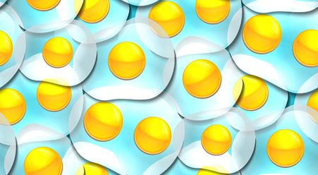 Seamless texture with fried eggs. Omelette. Vector background for your creativityのイラスト素材