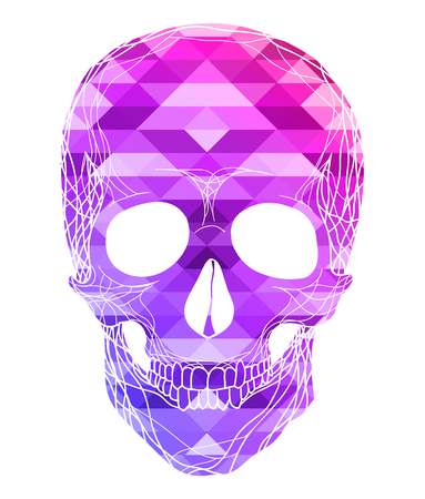 Illustration of human skull with polygonal background. Front view. The element is separate from the background. Vector element for your creativityのイラスト素材