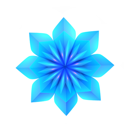 3d illustration of a blue origami snowflake. The object is separate from the background. Vector element for cards, cards and your design.のイラスト素材