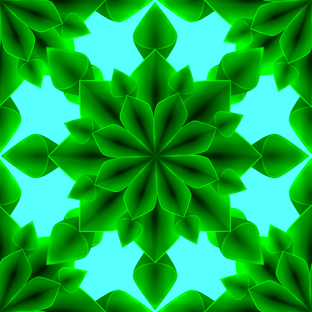 Green seamless paper origami leaves texture. Vector floral pattern for wrapping paper, fabrics, backgrounds and your creativity.のイラスト素材