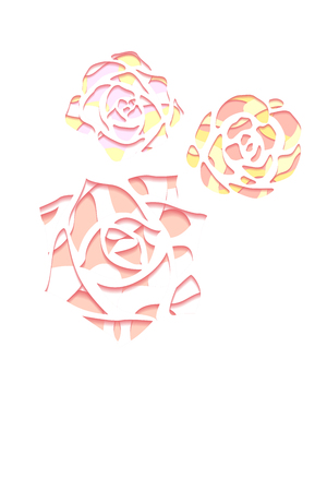 Vertical card with gentle succulents with a top view with 3d background cut out of paper in pastel color on white background. Vector template for invitation, banner and your creativityのイラスト素材