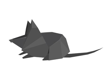 Polygonal illustration of a mouse. 3d paper origami rat. New Year symbol. The object is separate from the background. Vector element for greeting cards, banners and your design.のイラスト素材
