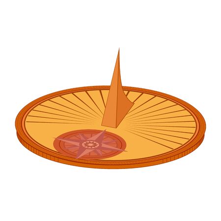 Colorful ancient sundial in isometry isolated on a white background. Old time dimension. Vector flat object for logos, icons and your creativity.のイラスト素材