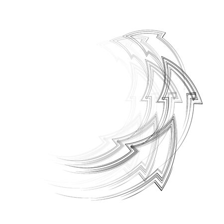 Semicircle frame made of dashed arrows. Separation object. Upward movement. Success and achievement. outline object for invitations, banners, cards and your design.のイラスト素材