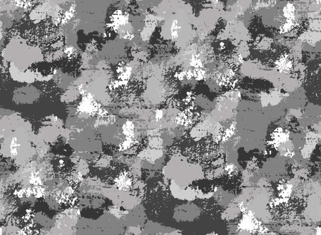 Seamless monochrome grunge natural pattern. Texture of the stone with gray moss and shingles. Vector wallpaper with scratched, scuffed rocks. Natural camouflage surface wallpaperのイラスト素材
