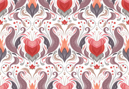 Vector seamless tender pattern with vintage floral ornament. Gentle baroque tile texture with...
