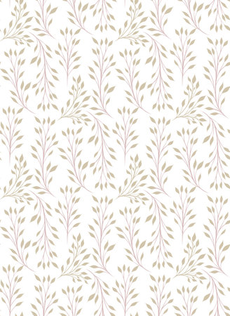 Vector seamless pattern with stems and leaves on a white background. Flat texture with twisted branches and foliage . Botanical background for fabrics. Wallpapers with herbalsのイラスト素材
